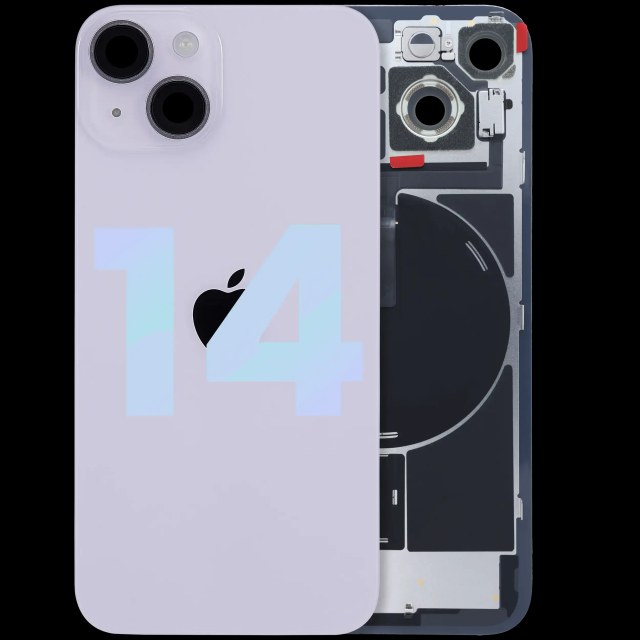 Vetro posteriore con magnete MagSafe, NFC e flat flash per iPhone 14 (Service Pack) (Viola)