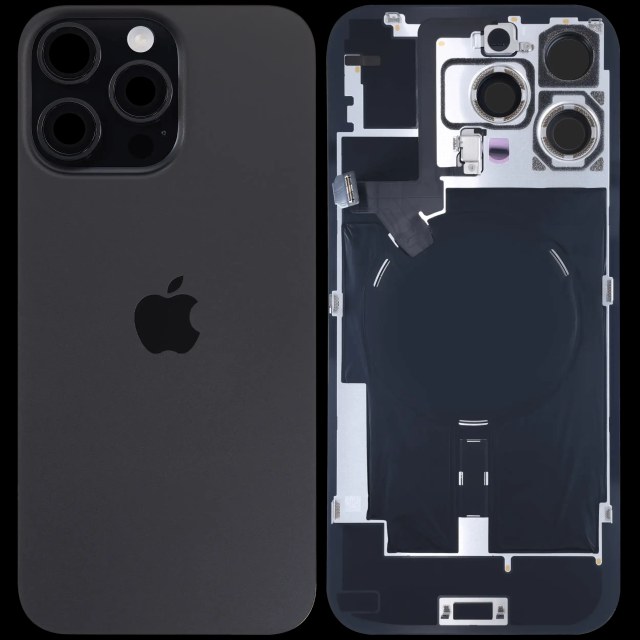 Vetro posteriore con magnete MagSafe, NFC e flat flash per iPhone 16 Pro Max (Service Pack) (Titanio nero)