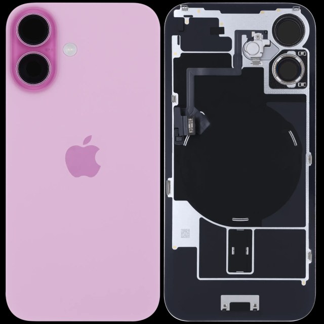 Vetro posteriore con magnete MagSafe, NFC e flat flash per iPhone 16 (Service Pack) (Rosa)