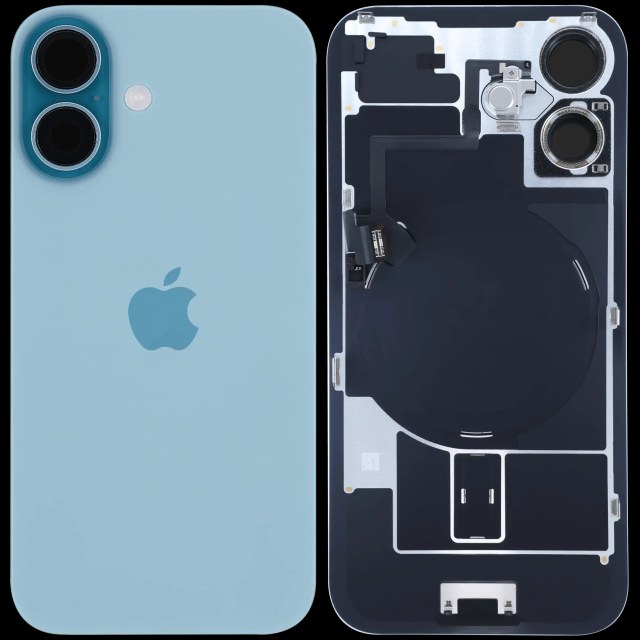 Vetro posteriore con magnete MagSafe, NFC e flat flash per iPhone 16 (Service Pack) (Verde petrolio)