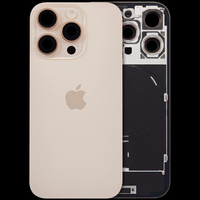 Vetro posteriore con magnete MagSafe, NFC e flat flash per iPhone 16 Pro (Service Pack) (Titanio sabbia)