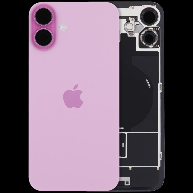 Vetro posteriore con magnete MagSafe, NFC e flat flash per iPhone 16 plus (Service Pack) (versione UK/EU) (Rosa)