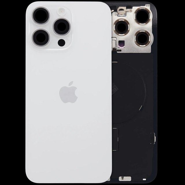 Vetro posteriore con magnete MagSafe, NFC e flat flash per iPhone 15 Pro Max (Service Pack) (versione UK/EU) (Titanio bianco)