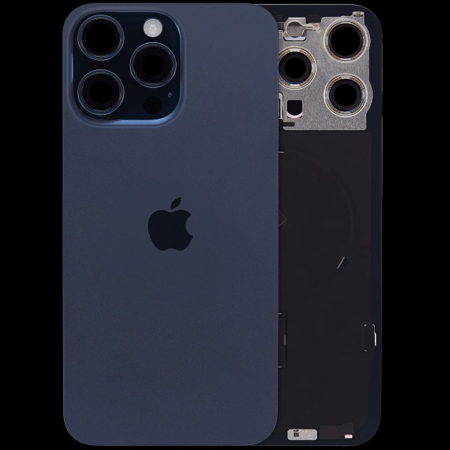 Vetro posteriore con magnete MagSafe, NFC e flat flash per iPhone 15 Pro Max (Service Pack) (Titanio blu) (versione UK/EU)