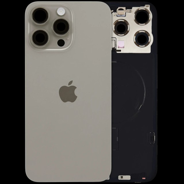 Vetro posteriore con magnete MagSafe, NFC e flat flash per iPhone 15 Pro Max (Service Pack) (versione UK/EU) (Titanio naturale)
