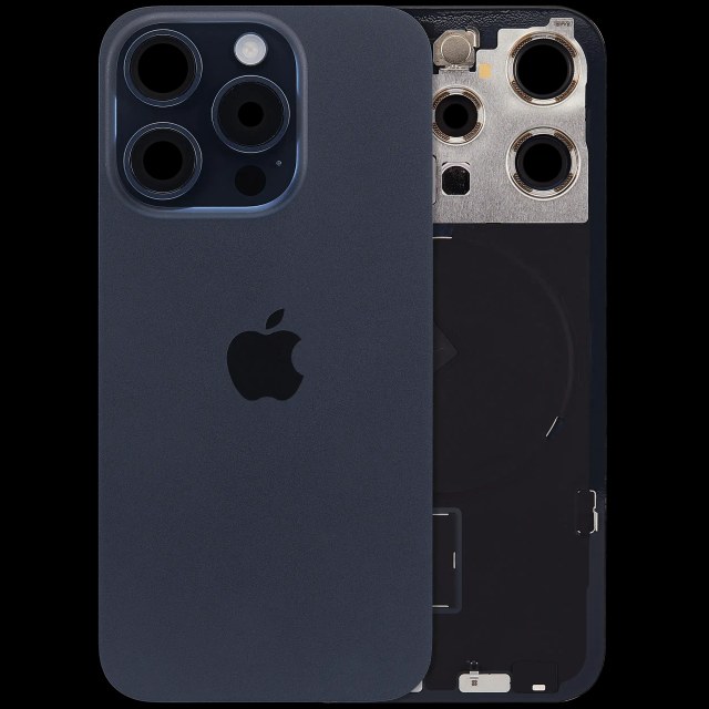 Vetro posteriore con magnete MagSafe, NFC e flat flash per iPhone 15 Pro (Service Pack) (Titanio blu) (versione UK/EU)