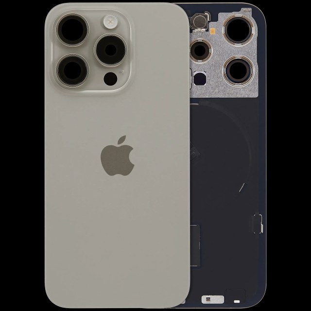 Vetro posteriore con magnete MagSafe, NFC e flat flash per iPhone 15 Pro (Service Pack) (versione UK/EU) (Titanio naturale)