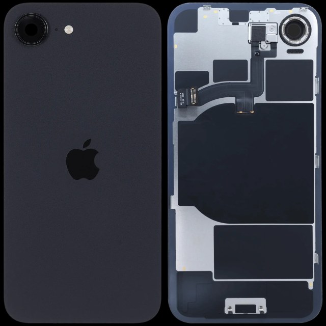 Vetro posteriore con magnete MagSafe, NFC e flat flash per iPhone 16e (Service Pack) (Nero)