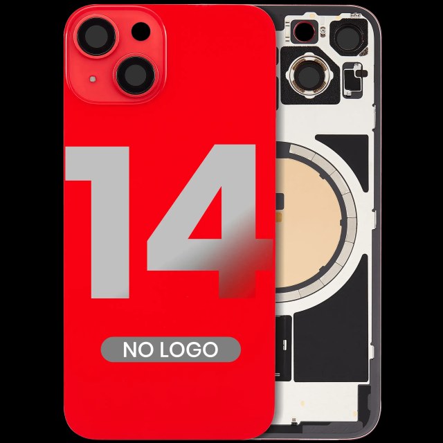 Back Glass w/ MagSafe Magnet per iPhone 14 (Rosso) (No Logo)