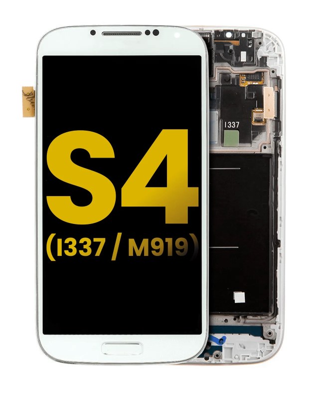 Display OLED completo con Frame per Samsung Galaxy S4 (I337 / M919) (AT e T e T-Mobile / Straight Talk) (Refurbished) (Bianco)