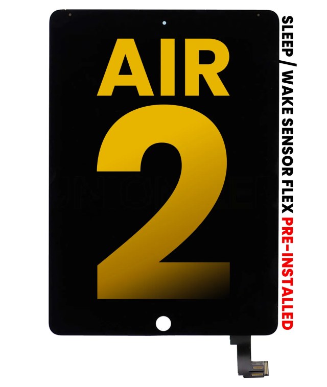 Display LCD completo con Touch screen per iPad Air 2 (Sleep / Wake Sensore flat Pre-Installed) (Refurbished) (Nero)