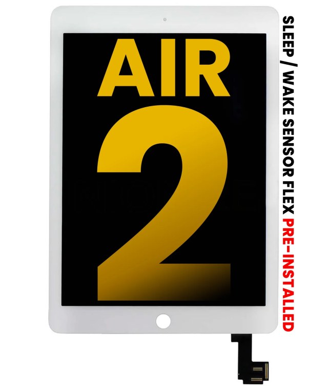 Display LCD completo con Touch screen per iPad Air 2 (Sleep / Wake Sensore flat Pre-Installed) (Refurbished) (Bianco)