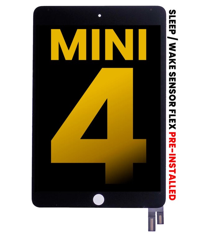 Display LCD completo con Touch screen per iPad Mini 4 (Sleep / Wake Sensore flat Pre-Installed) (Refurbished) (Nero)