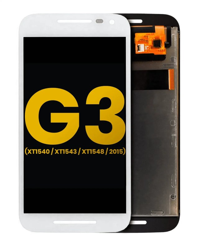Display LCD completo senza Frame per Motorola Moto G3 (XT1540 / XT1543 / XT1548 / 2015) (Refurbished) (Bianco)
