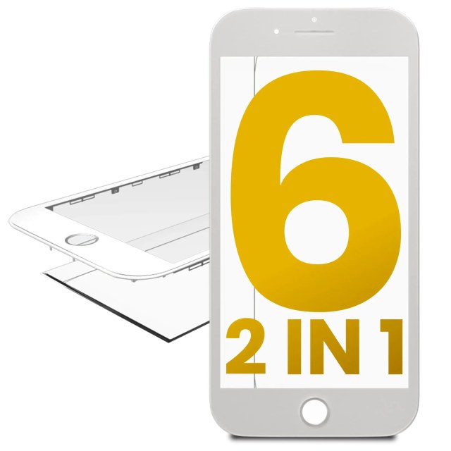 2 in 1 (Vetro frontale + Frame Pre-Installed) per iPhone 6 (2 pezzi) (Bianco)