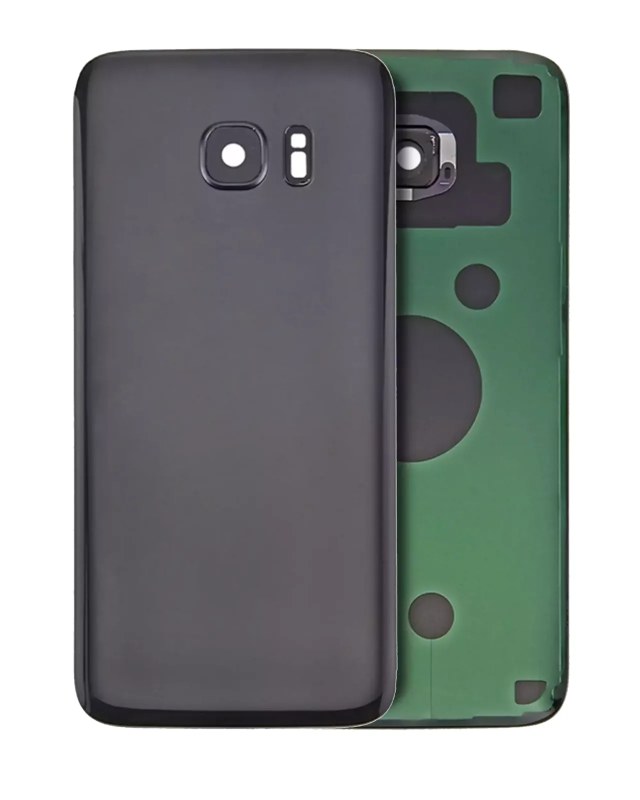 vetro cover posteriore con Vetro fotocamera per Samsung Galaxy S7 Edge (No Logo) (Nero)