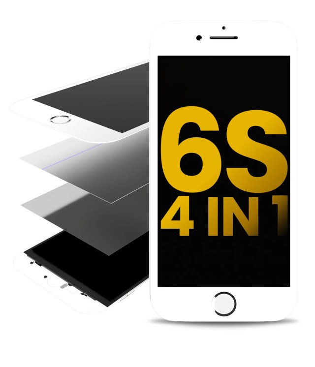 4 in 1 (Vetro frontale + Frame + Polarizer + OCA preinstallato) per iPhone 6S (2 pezzi) (Bianco)