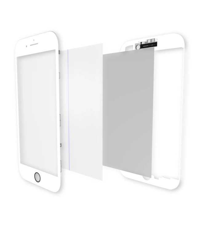 Vetro con Frame / OCA / Polarizer Pre-Installed per iPhone 7 (Bianco) (Premium / 4 in 1) (2 pezzi)