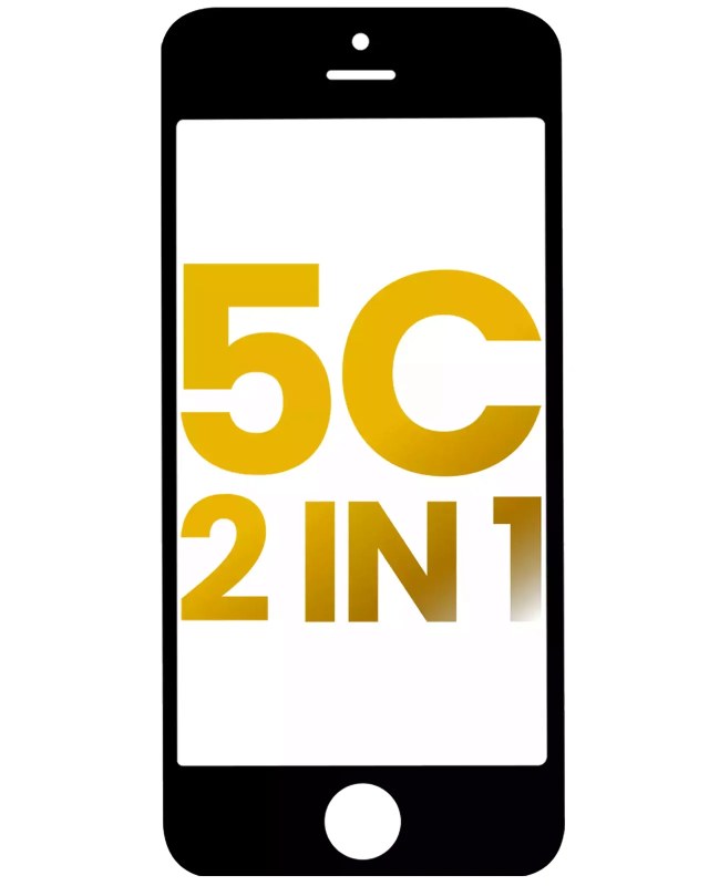 2 in 1 (Vetro frontale + Frame Pre-Installed) per iPhone 5C (2 pezzi) (Nero)