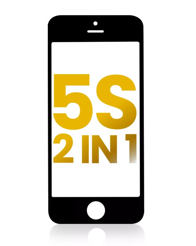 2 in 1 (Vetro frontale + Frame) per iPhone 5S (2 pezzi) (Nero)