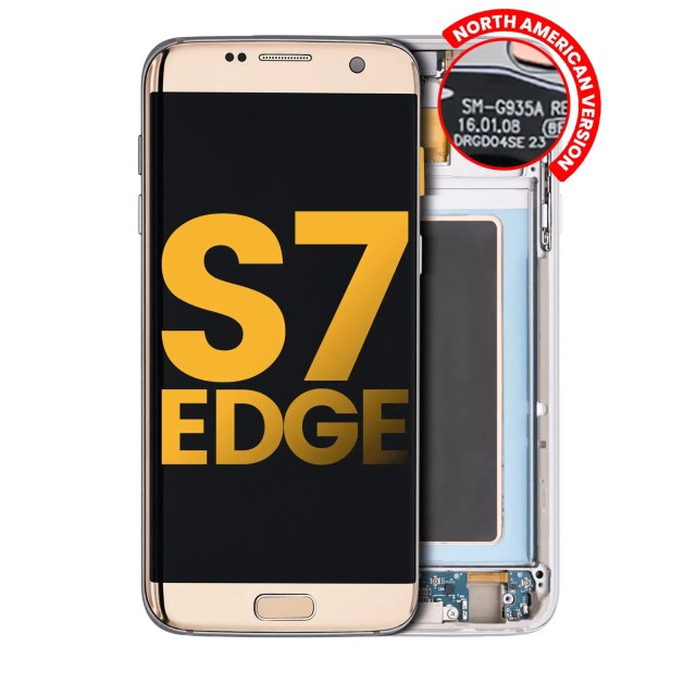 Display OLED completo con Frame per Samsung Galaxy S7 Edge G935A (North American Version) (Refurbished) (Oro platino)