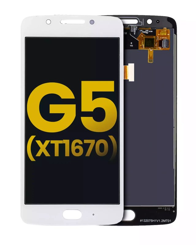 Display LCD completo senza Frame per Motorola Moto G5 (XT1670 / XT1661 / XT1672 / XT167 / 2017) (Refurbished) (Bianco)