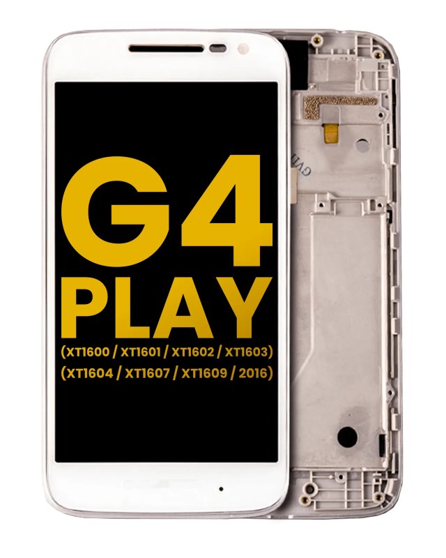 Display LCD completo con Frame per Motorola Moto G4 Play (XT1600 / XT1601 / XT1602 / XT1603 / XT1604 / XT1607 / XT1609 / 2016) (Refurbished) (Bianco)
