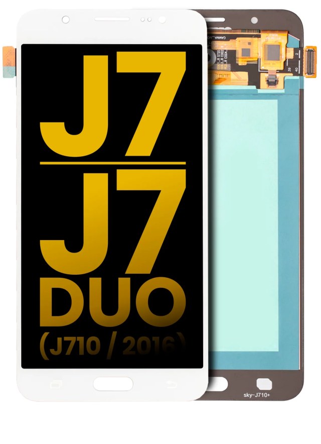 Display OLED completo senza Frame per Samsung Galaxy J7 / J7 Duo (J710 / 2016) (Refurbished) (Bianco)