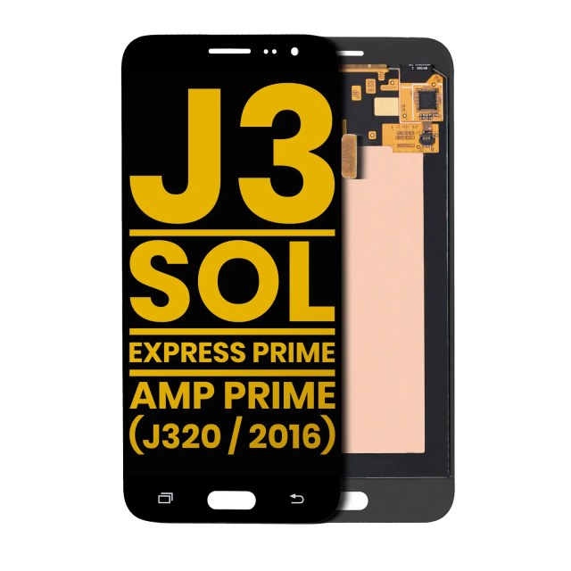 Display OLED completo senza Frame per Samsung Galaxy J3 / Sol 4G / Express Prime / Amp Prime (J320 / 2016) (Refurbished) (Nero)