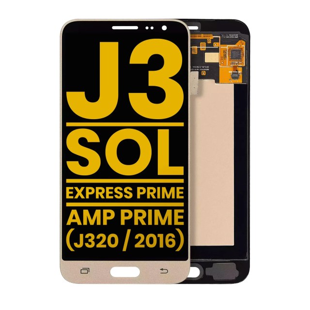Display OLED completo senza Frame per Samsung Galaxy J3 / Sol 4G / Express Prime / Amp Prime (J320 / 2016) (Refurbished) (Oro)