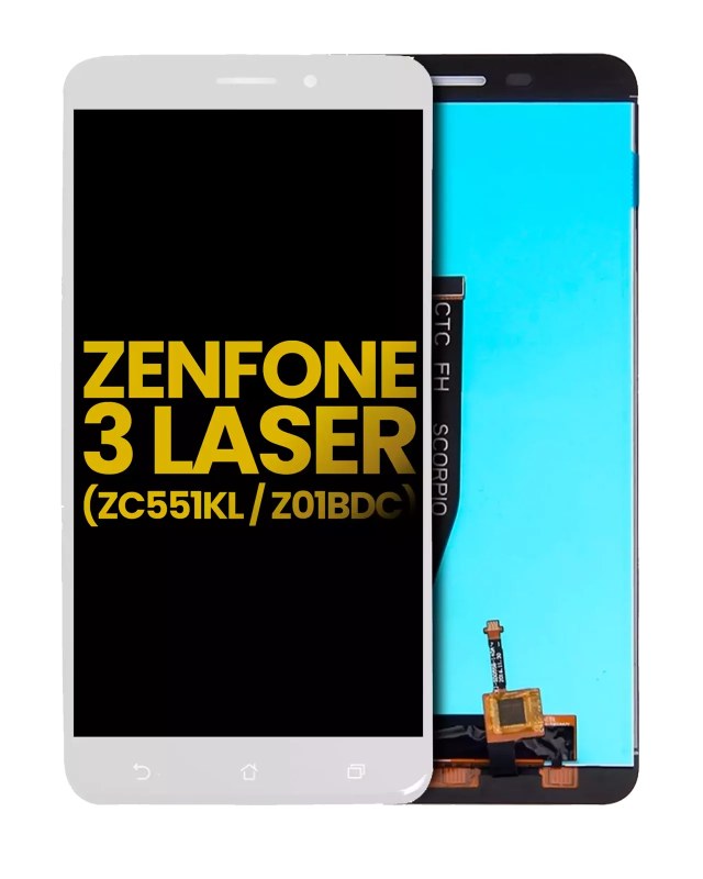 Display LCD completo senza Frame per Asus ZenFone 3 Laser (ZC551KL / 2016) (Refurbished) (Bianco)