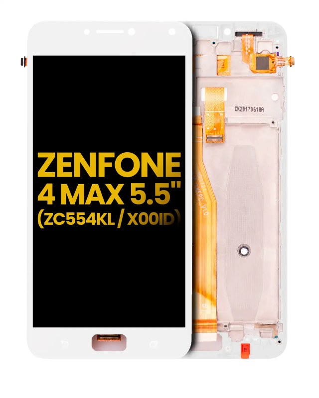 Display LCD completo con Frame per Asus ZenFone 4 Max Pro / ZenFone 4 Max Plus (ZC554KL / 2017) (Refurbished) (Bianco)
