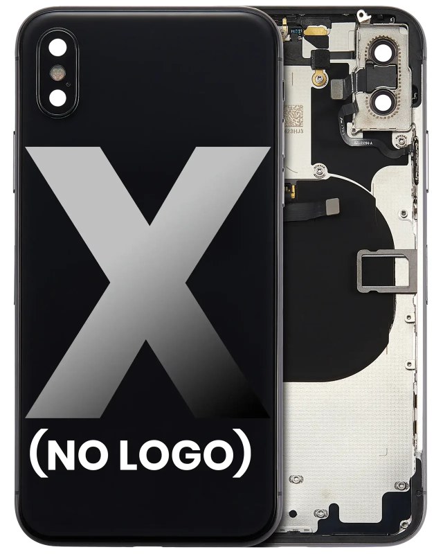 Scocca posteriore W/ Small Components Pre-Installed per iPhone X (No Logo) (Aftermarket Plus) (Grigio siderale)