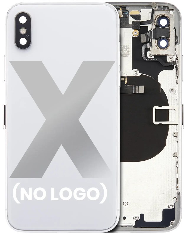 Scocca posteriore W/ Small Components Pre-Installed per iPhone X (No Logo) (Aftermarket Plus) (Argento)