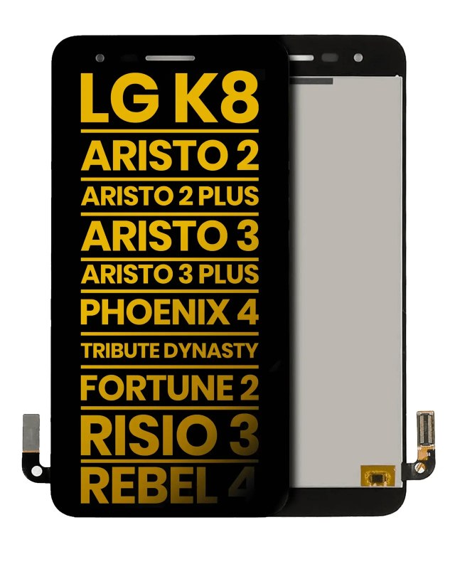 Display LCD completo senza Frame per LG K8 (X210 / 2018) / Aristo 2 / Aristo 2 Plus / Aristo 3 / Aristo 3 Plus / Phoenix 4 / Tribute Dynasty / Empire / Fortune 2 / Risio 3 / Rebel 4 (Refurbished) (Nero)