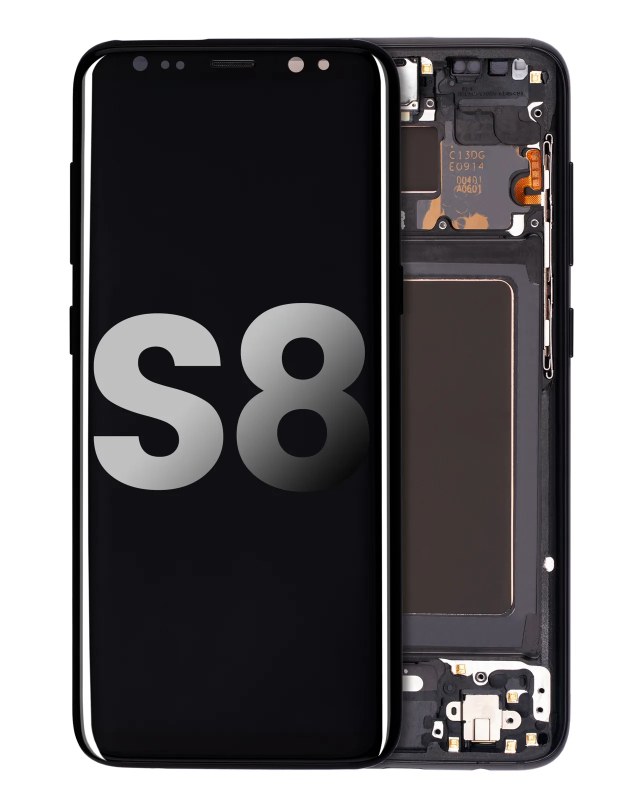 Display OLED completo con Frame per Samsung Galaxy S8 (Used Service Pack Pull: Grade B/C) (Mezzanotte Nero)
