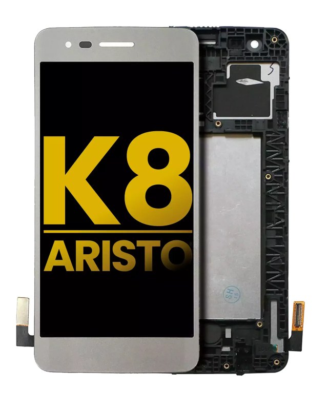 Display LCD completo con Frame per LG K8 (2017) / Aristo (US Version) (Refurbished) (Argento)