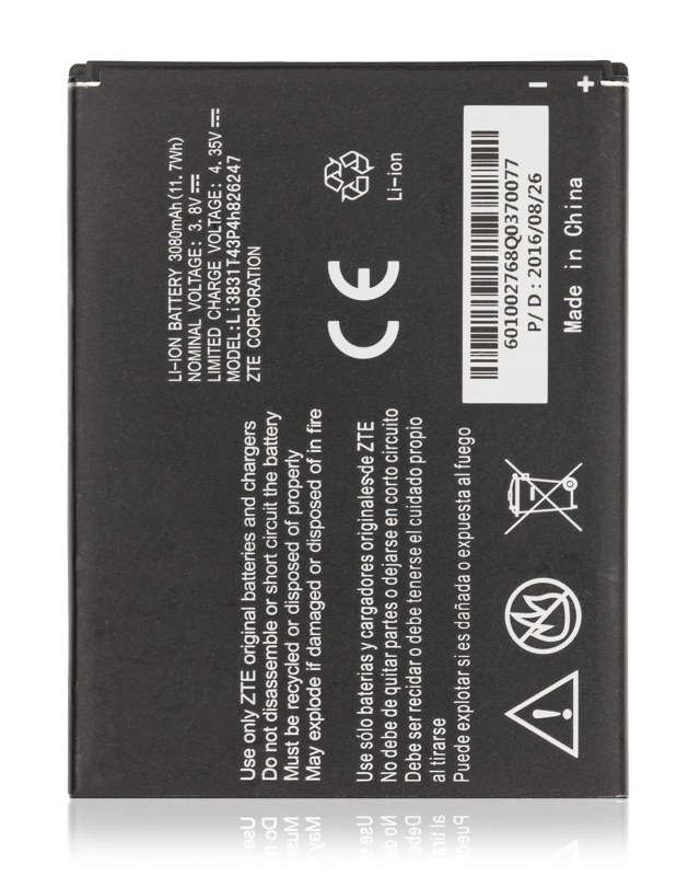 Batteria di ricambio per ZTE Grand X3 (Z959) / Warp 7 (N9519) / Zmax Champ (Z917VL) (Li3831T43P4H826247)