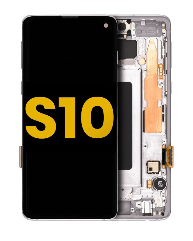 Display OLED completo con Frame per Samsung Galaxy S10 (Refurbished) (Prism Bianco)