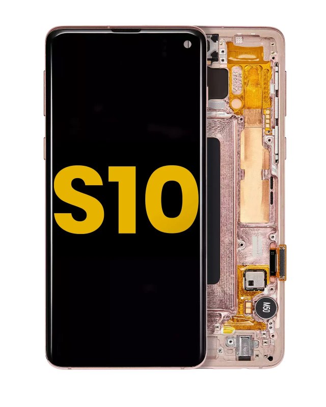 Display OLED completo con Frame per Samsung Galaxy S10 (Refurbished) (Flamingo Rosa)