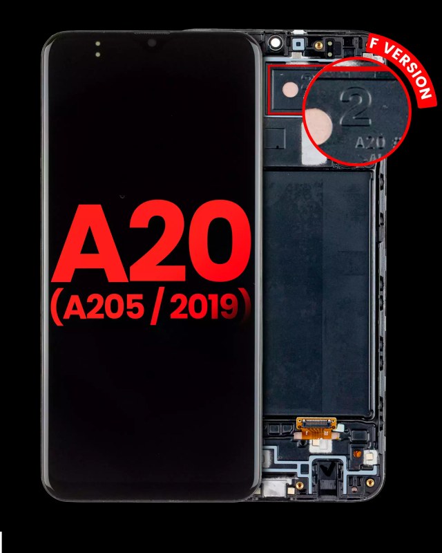 Display OLED completo con Frame per Samsung Galaxy A20 (A205 / 2019) (F Version) (tutti i colori)