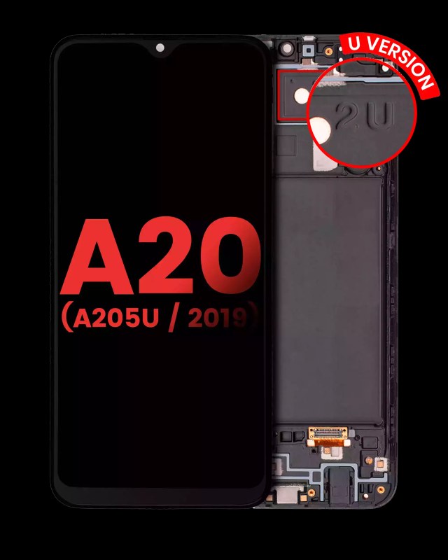 Display OLED completo con Frame per Samsung Galaxy A20 (A205U / 2019) (U Version) (tutti i colori)