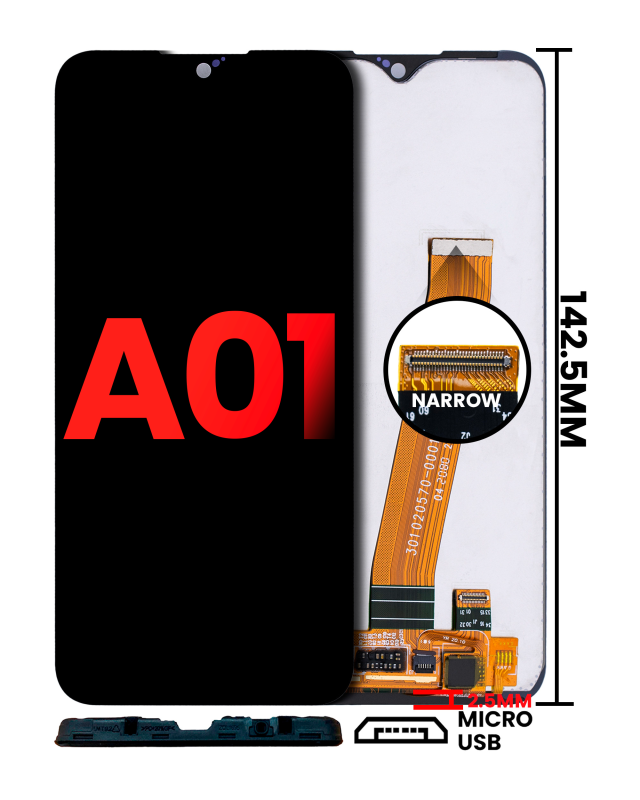 Display LCD completo senza Frame per Samsung Galaxy A01 (Global Model) (Micro USB Frame) (tutti i colori)