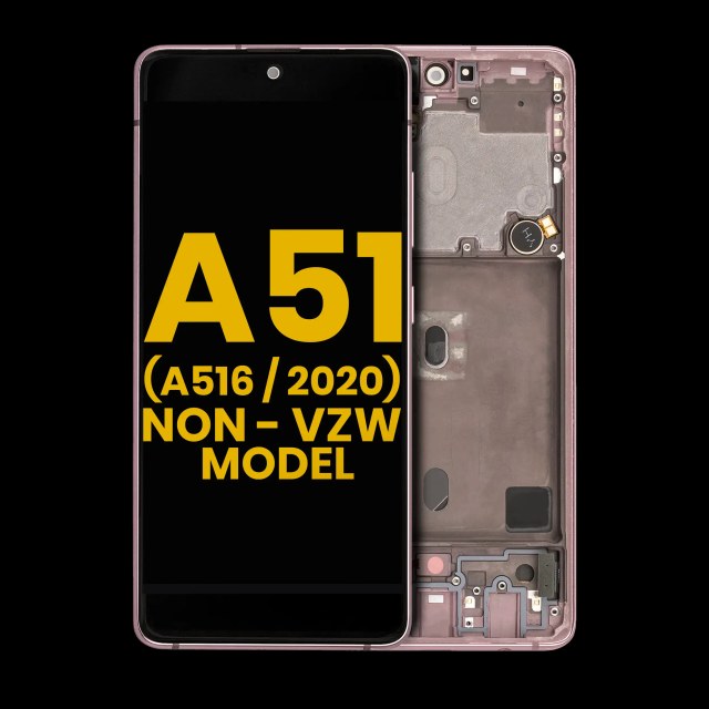 Display OLED completo con Frame per Samsung Galaxy A51 5G (A516 / 2020) (Non-Verizon 5G UW Frame) (Refurbished) (Prism Cube Rosa)