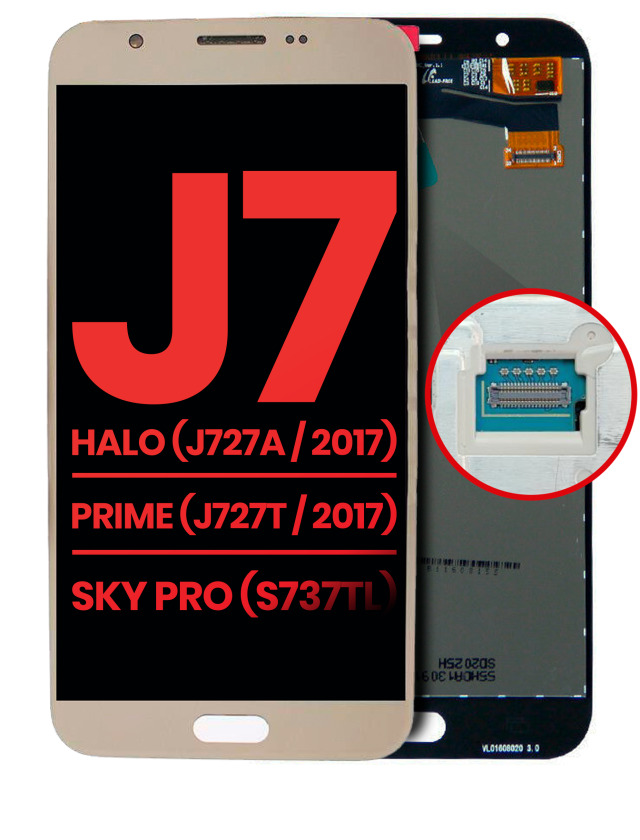 Display LCD completo senza Frame Only per Samsung Galaxy J7 Halo (J727A / 2017) / J7 Prime (J727T / 2017) / J7 Sky Pro (S737TL) (Oro)