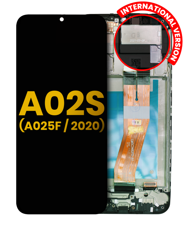 Display LCD completo con Frame per Samsung Galaxy A02S (A025F / 2020) (International Version) (Refurbished) (tutti i colori)