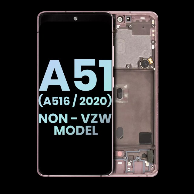 Display OLED completo con Frame per Samsung Galaxy A51 5G (A516 / 2020) (Non-Verizon 5G UW Frame) (Service Pack) (Prism Cube Rosa)