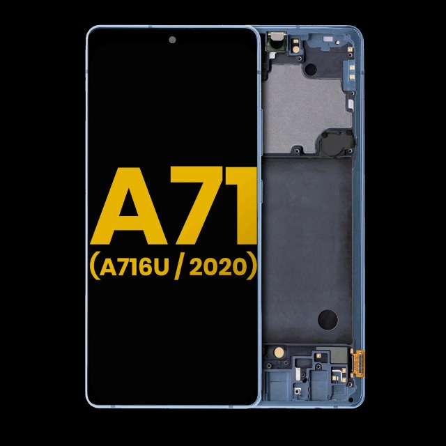 Display OLED completo con Frame per Samsung Galaxy A71 5G (A716U / 2020) (Refurbished) (Prism Cube Blu)