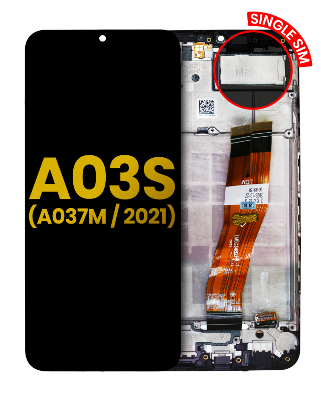 Display LCD completo con Frame per Samsung Galaxy A03s (A037F / A037G / 2021) (Single Sim) (Type C Frame) (Refurbished) (tutti i colori)