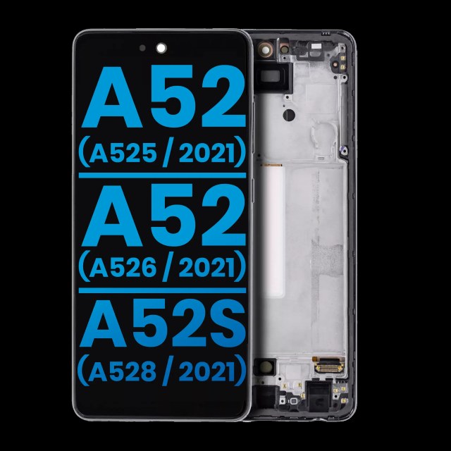 Display LCD completo con Frame (senza Finger Print Sensore) per Samsung Galaxy A52 4G (A525 / 2021) / A52 5G (A526 / 2021) / A52S (A528 / 2021) (Awesome Nero)